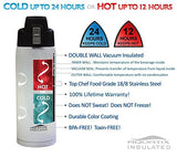 White 21 oz Thermal Double Insulated Vacuum Sealed Sports Bottle Flip Top
