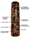 17 oz True Timber Camo Thermal Vacuum Sealed Double Insulated Sports Bottle
