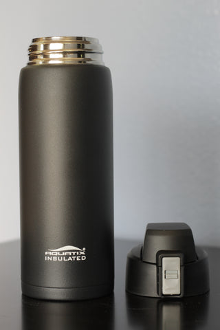 Black 21 oz Powder Coated Thermal Double Insulated Vacuum Sealed Sports Bottle Flip Top